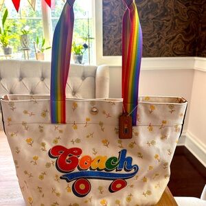 Coach Rainbow Skateboard Canvas Tote
